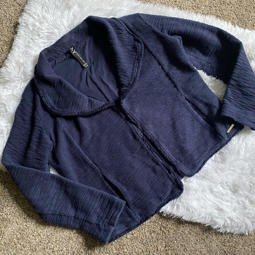 Marc New York Performance Blue‎ Open front Fringe Hem Sweater Jacket Size Large